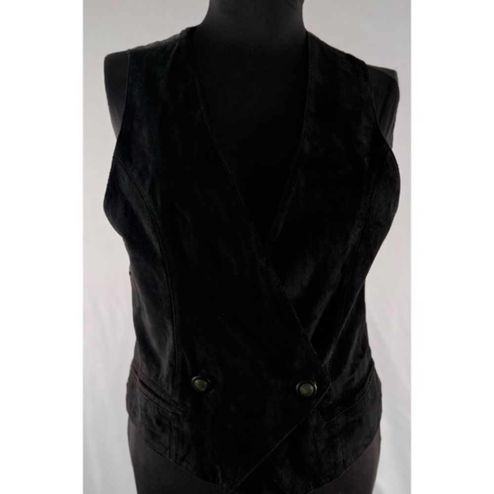 90’s Vintage ‘Forenza’ Black Suede Leather Double Breasted Vest